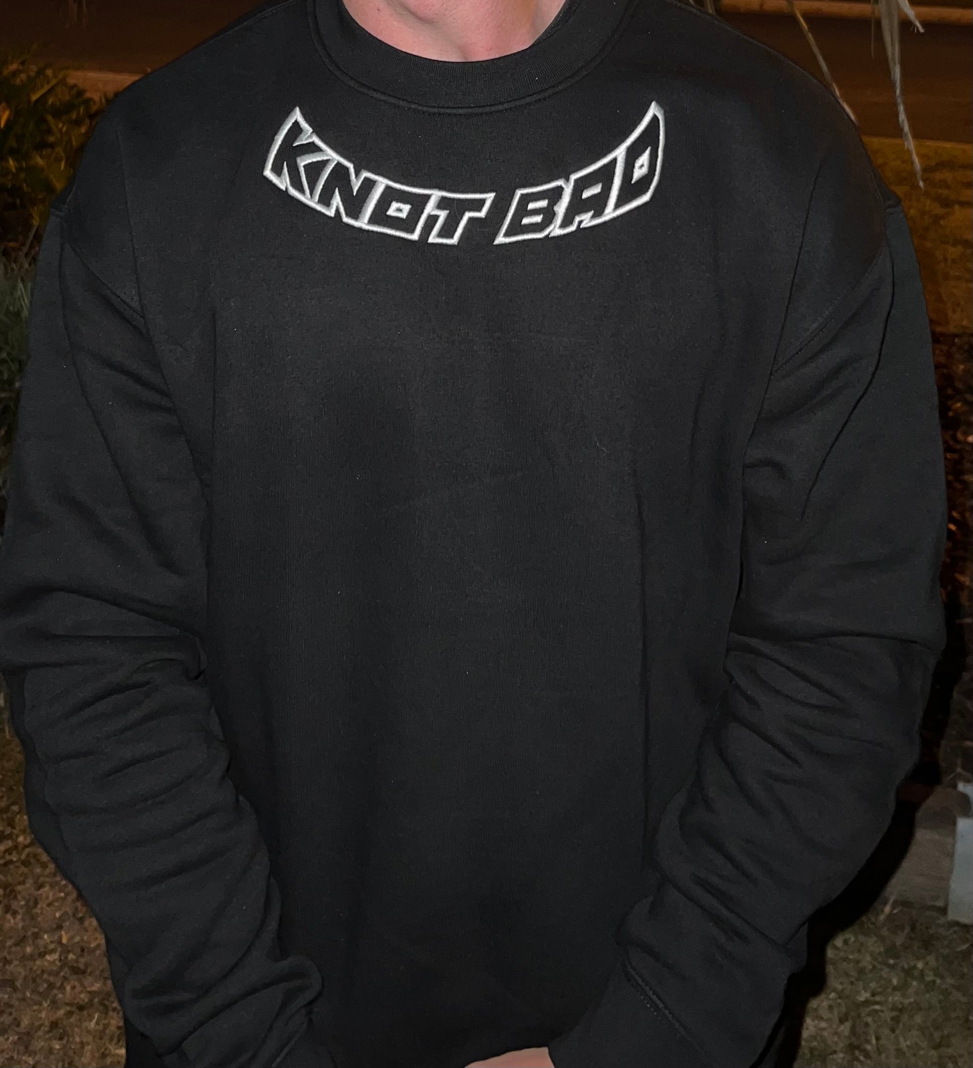 Knot Bad Relax Crew Embroidered Sweater