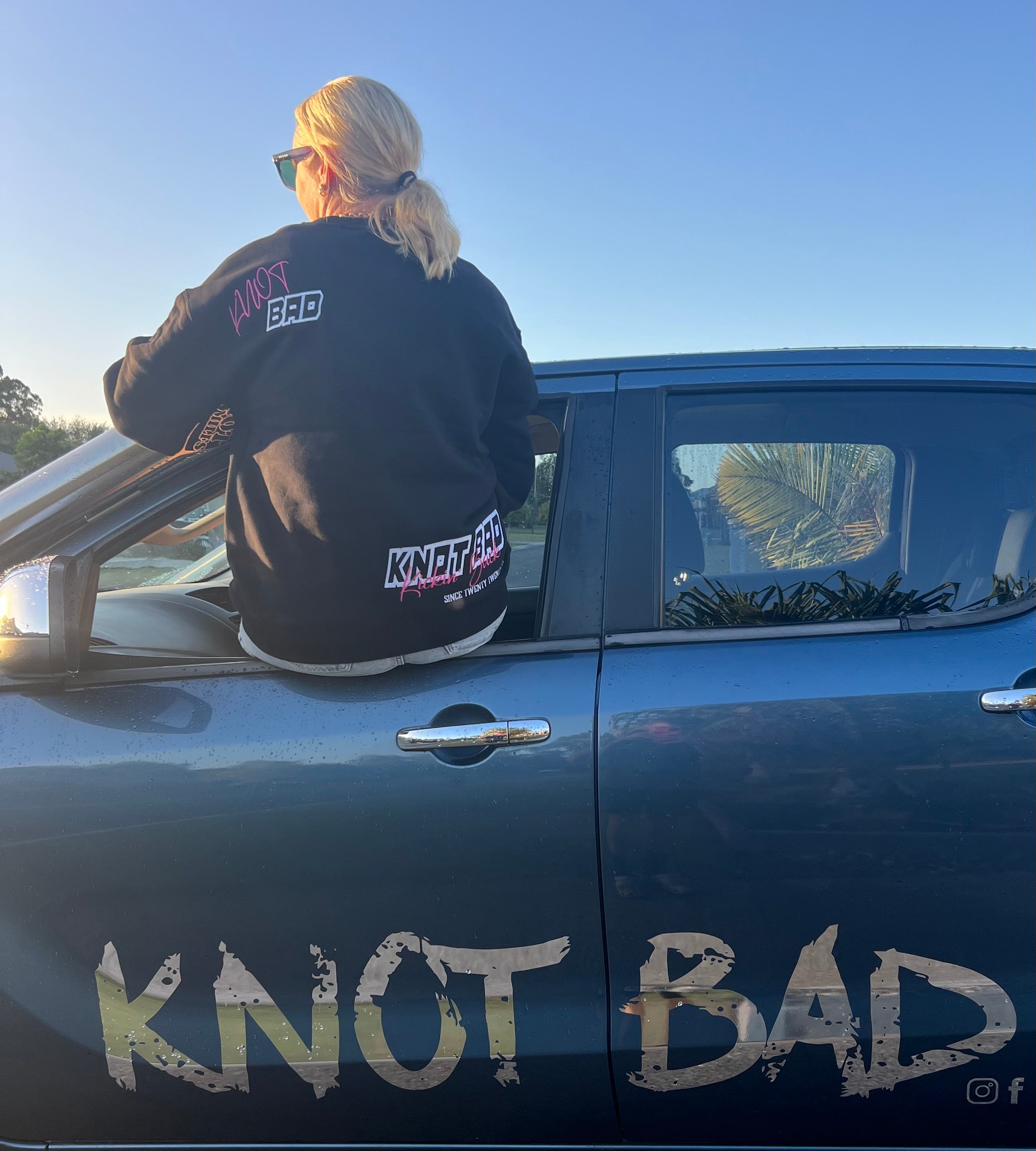 Knot Bad Relax Crew Embroidered Sweater