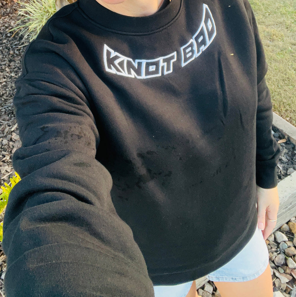 Knot Bad Relax Crew Embroidered Sweater