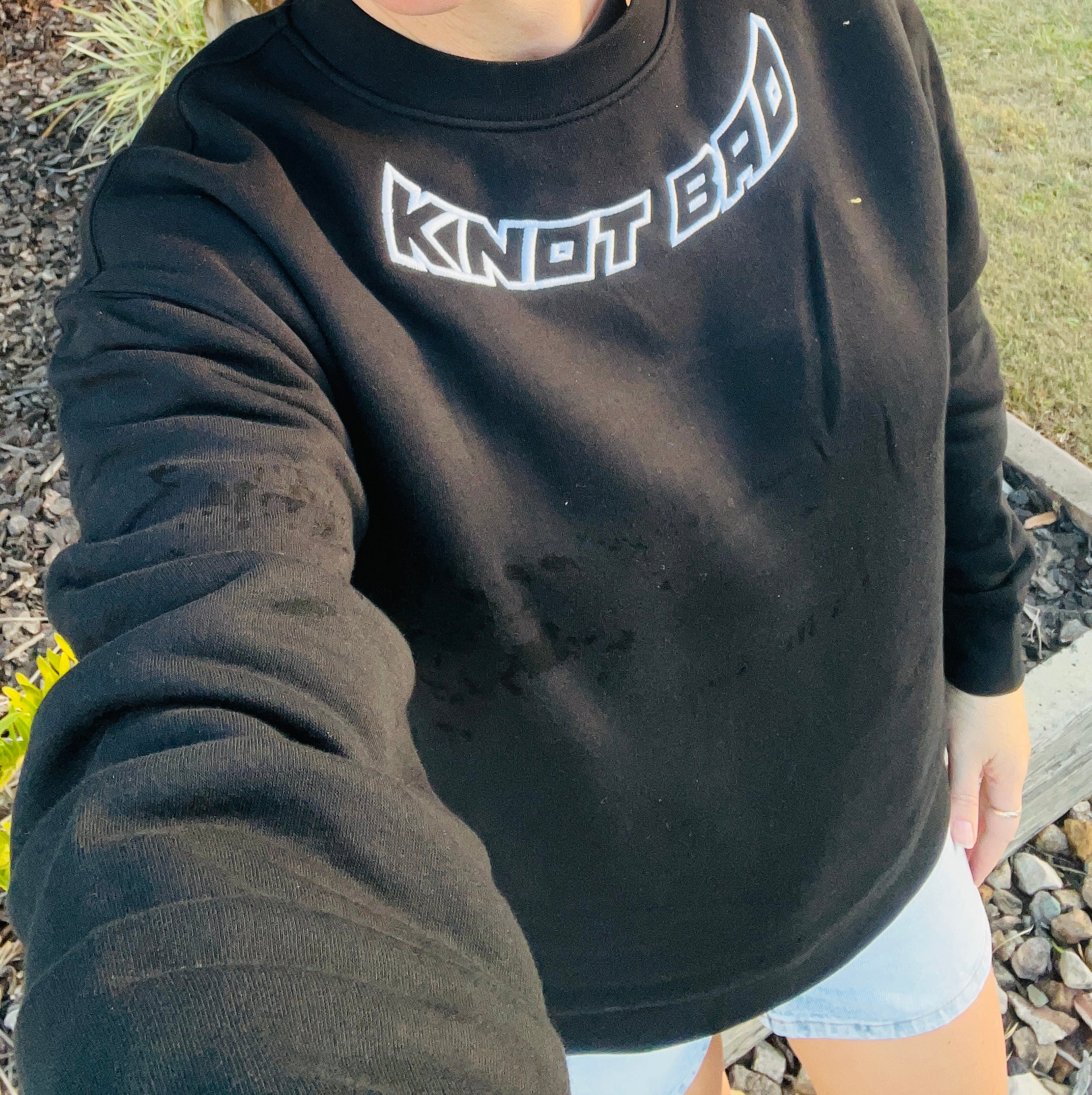 Knot Bad Relax Crew Embroidered Sweater