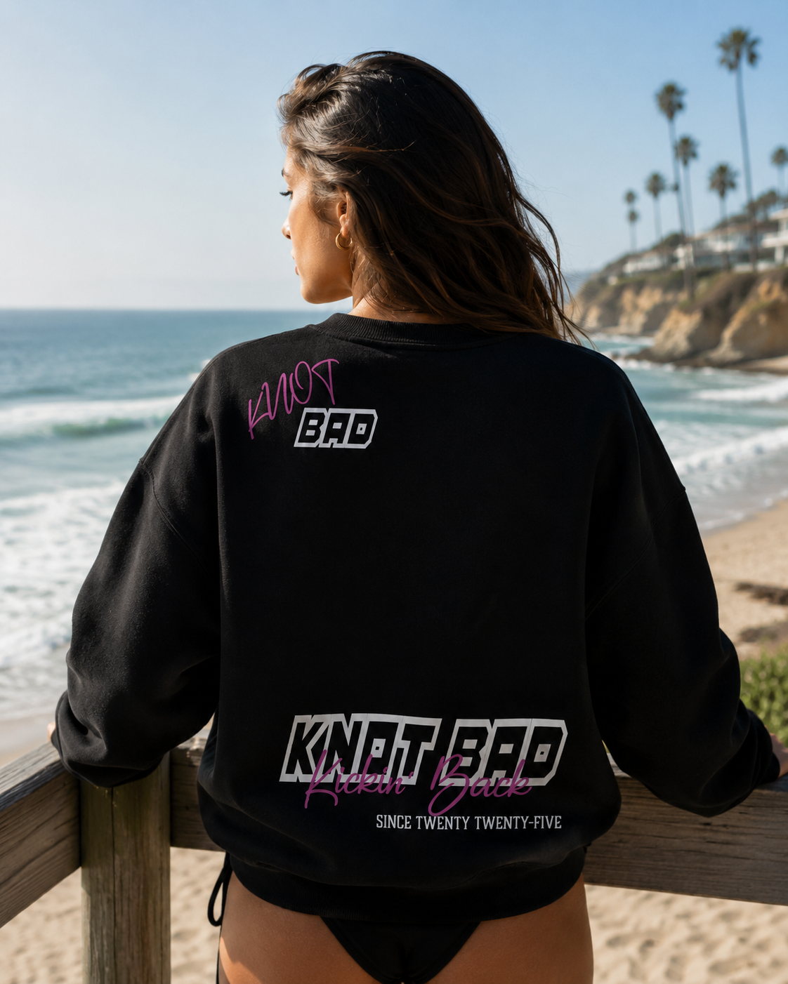 Knot Bad Relax Crew Embroidered Sweater